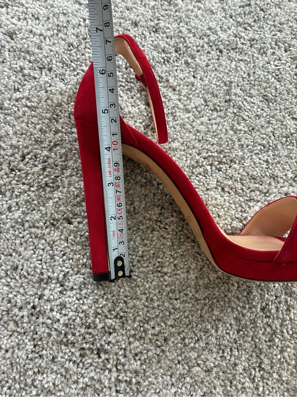 Jimmy Choo Red Suede Open-Toe Ankle Strap Heels ..exellent condition